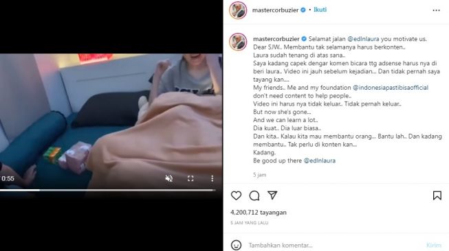 Unggahan Deddy Corbuzier [Instagram/mastercorbuzier]