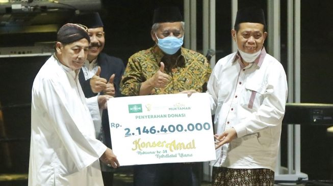 Uang sebesar Rp 2.146.400.000 terkumpul di acara Konser Amal Koin Muktamar ke-34 Nahdlatul Ulama, Senin (13/12/2021).  [istimewa]