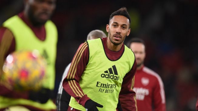 Mantan kapten Arsenal, Pierre-Emerick Aubameyang. [OLI SCARFF / AFP]