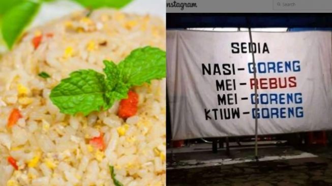 Penjual Nasi Goreng Pasang Spanduk di Warung, Publik Malah Salfok Pas Baca Tulisannya. (Shutterstock/Instagram/@receh.id)