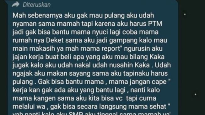 Pesan bernada perpisahan yang ditulis oleh anak kelas 5 SD mendadak viral di media sosial. (Twitter/convomf) 