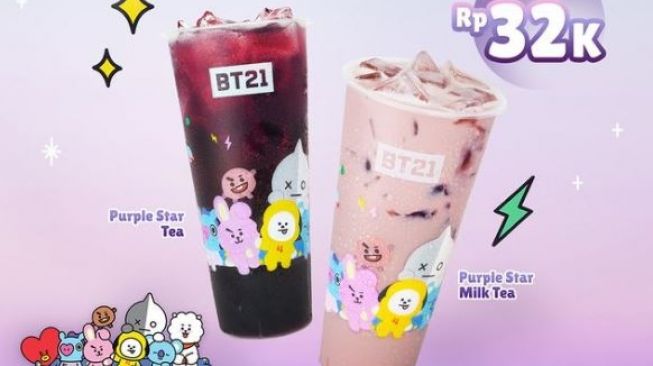 Viral Aksi Bungkus Jastip Chatime BT21 Purple Star Series, Kesannya Jadi Kayak Es Campur