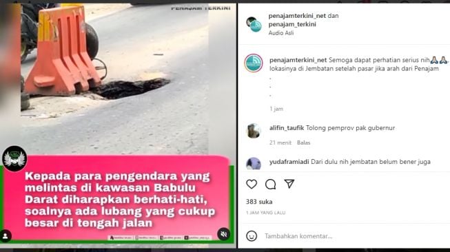 Lubang Besar di Babulu Darat, Warganet Minta Tolong ke Isran Noor dan AGM, Digubris?