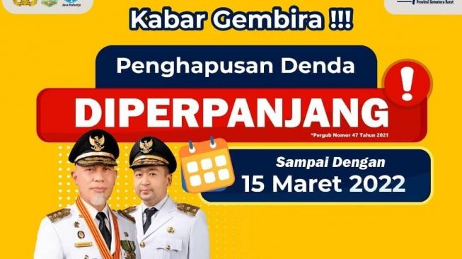 Kabar Gembira, Pemprov Sumbar Perpanjang Masa Penghapusan Sanksi Pajak Kendaraan