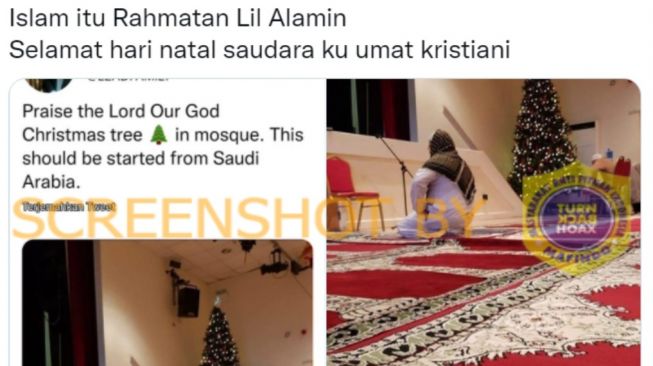 CEK FAKTA: Beredar Foto Pohon Natal Dipasang di Dalam Masjid, Benarkah?