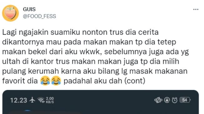 Aksi suami pilih makan bekal buatan istri (twitter)