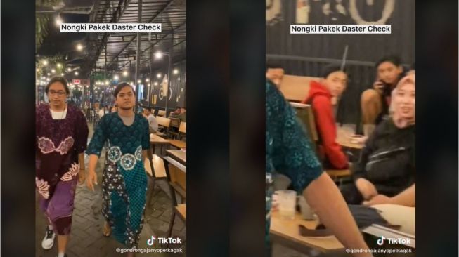 Viral Pria Nongkrong Pakai Outfit Daster Batik (tiktok.com/@gondrongajanyopetkagak)