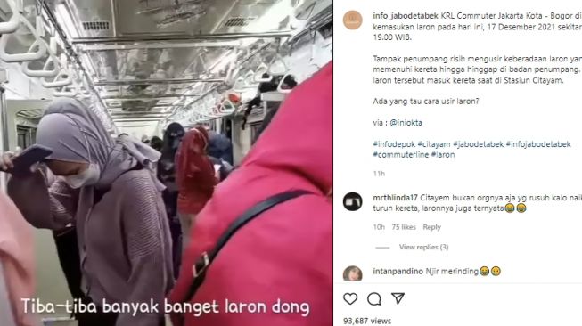 Viral, Penumpang KRL Jurusan Jakarta-Bogor Diserang Laron, Netizen Bersuara Matikan Lampu