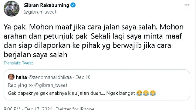 Cuitan Gibran Rakabuming Raka (Twitter)