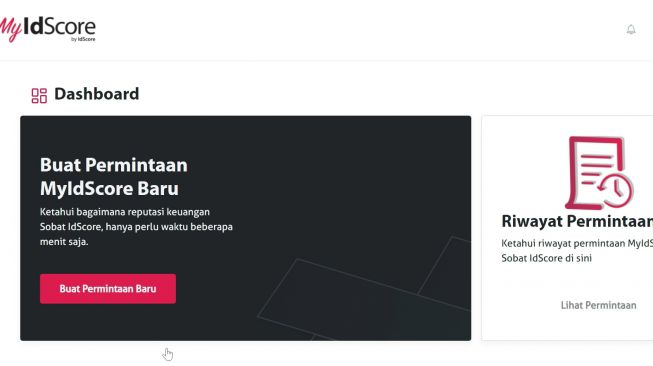Tampilan website My IdScore setelah login [PEFINDO Biro Kredit IdScore]