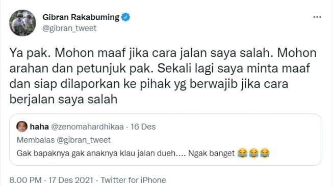 Unggahan twitter yang mengkritik jalan Wali Kota Solo Gibran Rakabuming Raka. [Twitter]