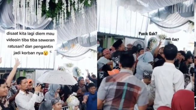 Nikahan Bagi-Bagi Duit Ratusan Ribu, Tamu Rusuh Pengantin Jadi Korban Sampai Siger Copot