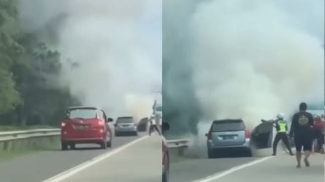 Mobil Terbakar di Tol Jagorawi, Aksi Sigap Polisi Tuai Pujian, Warganet: Ini Oknum Baik