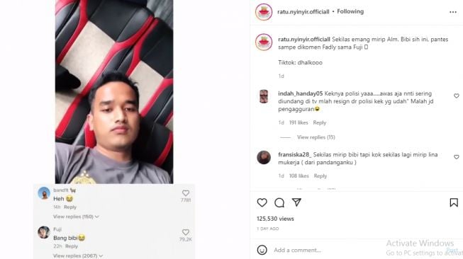 Pengguna Tik Tok yang dibilang mirip Bibi Ardiansyah [Instagram/@ratu.nyinyir.officiall]