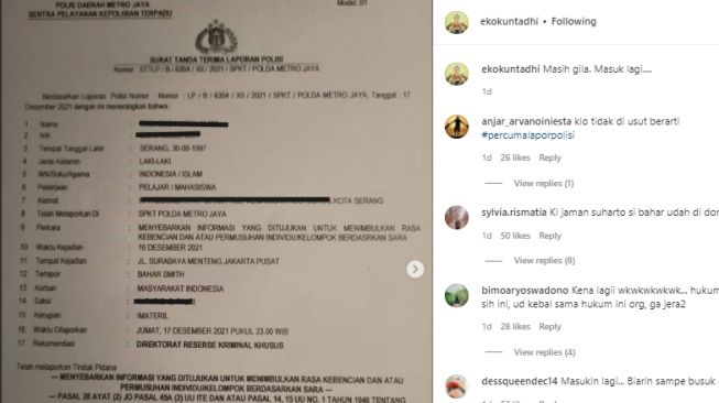 Habib Bahar dilaporkan ke Polda Metro Jaya [Instagram]