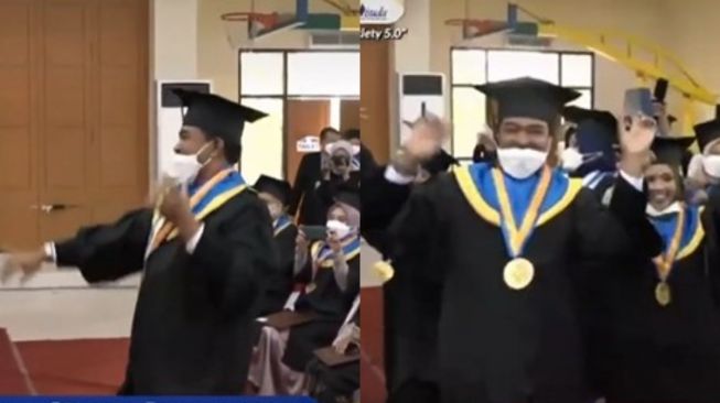 Heboh Bapak-bapak Joget saat Acara Wisuda, Netizen: Wisudawan Online Menangis Lihat Ini