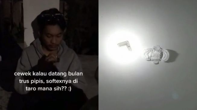 Pembalut di langit-langit kamar mandi (tiktok.com/@liatulkhusnia_)