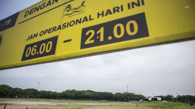 Suasana lokasi yang akan menjadi tempat dibangunnya Jakarta International E-Prix Circuit (JIEC) di kawasan Taman Impian Jaya Ancol, Jakarta, Rabu (22/12/2021).  ANTARA FOTO/Aprillio Akbar