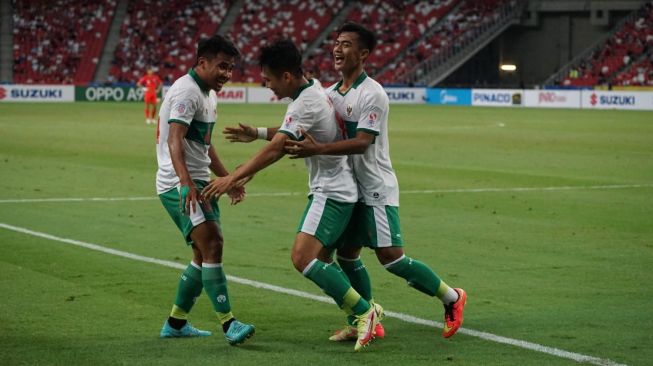 Pertandingan Singapura vs Timnas Indonesia dalam semifinal leg pertama Piala AFF 2020 di National Stadium, Singapura, Rabu (22/12/2021) malam WIB. (Dok. PSSI)