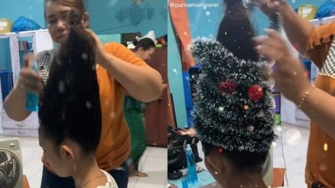 Cewek Sanggul Rambut Jadi Pohon Natal Bikin Bengek: The Real Jambul Khatulistiwa