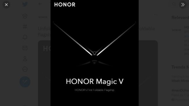 Teaser Ponsel Lipat Honor Muncul, Honor V