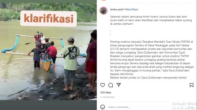 Klarifikasi pihak Sinetron Terpaksa Menikahi Tuan Muda {isntagram/@tmtm.antv1]