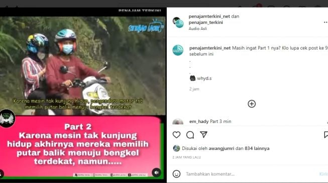 Viral, Part 2 Motor Sejoli Mogok di Tanjakan, Terjatuh di Turunan, Warganet: Minta Putus