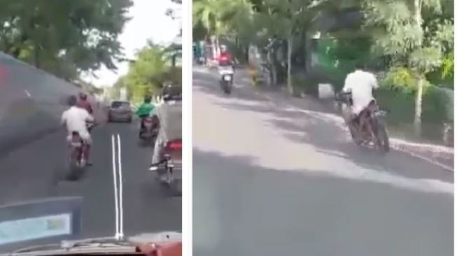 Pemotor tabrak emak-emak tak bersalah jadi sorotan publik (Instagram)