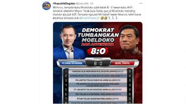 Cuitan Politisi Demokrat soal Kubu AHY kalahkan Kubu Moeldoko (Twitter)