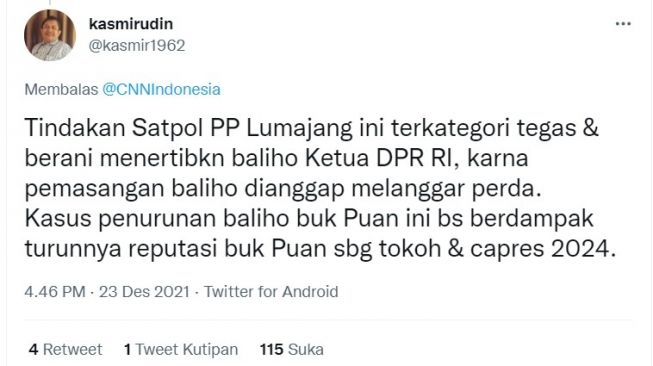 Cuitan warganet soal baliho puan maharani