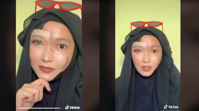 Viral Wanita Bikin Ilusi Makeup Topeng Wajah (tiktok.com/@dwiristiwanti1)