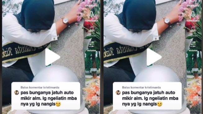 Perempuan ini Rayakan Kelulusan di Pusara Sang Pacar, Muncul Hal Tak Terduga Bikin Nyesek