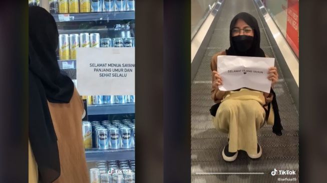 Viral Wanita Bikin Video Ucapan Selamat Ulang Tahun untuk Pacar di Mall (tiktok.com/@sefkaa19)