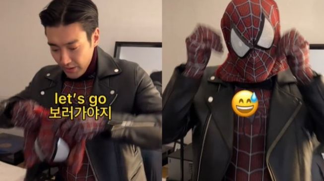 Choi Siwon jadi SpiderMan. (Instagram/@siwonchoi)