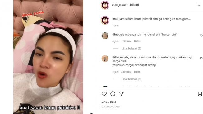 Unggahan soal Dinar Candy [Instagram/@mak_lamis]