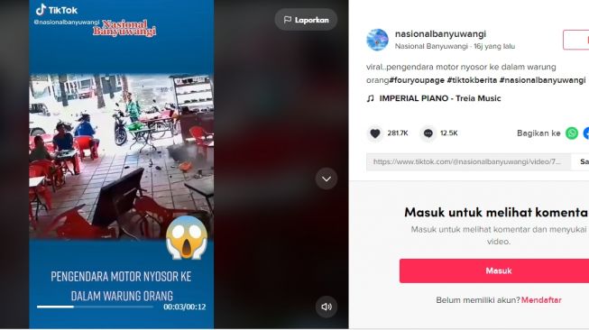 Viral Video Pengendara Motor Nyosor ke Dalam Warung Makan, Warganet: Dikira Drive Thru