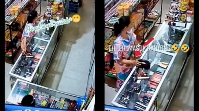 Niat Mau Curi Barang di Toko, Wanita Ini Salting Pas Sadar Aksinya Terekam CCTV