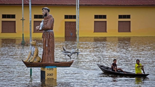 Salah satu penampakan banjir di Brasil. (foto: AFP)