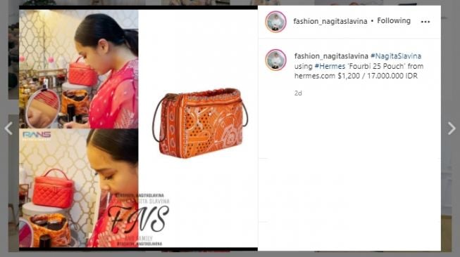 Nagita Slavina pakai pouch senilai Rp17 juta (Instagram/@fashion_nagitaslavina)