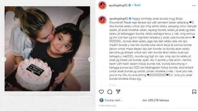 Bilqis Khumairah Razak Ultah Ke 8 Ayu Ting Ting Minta Maaf