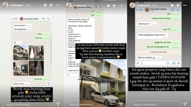 Medina Zein mengaku ingin membelikan rumah buat anak Vanessa Angel dan Bibi Ardiansyah, Gala Sky Andriansyah. [Instagram]