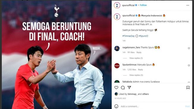 Totenham Hotspurs Dukung Timnas Indonesia di Final AFF 2020; Saatnya Garuda Terbang Tinggi