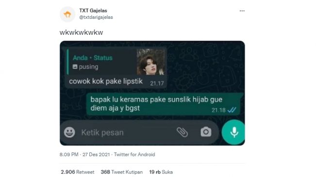 Hujat foto cowok pakai lipstik (twitter)