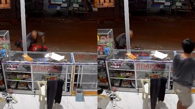 Terekam CCTV, Pria Ini Malah Kena Musibah Pas Memarkirkan Motor (TikTok)