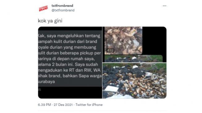 Tumpukan sampah kulit durian (twitter)