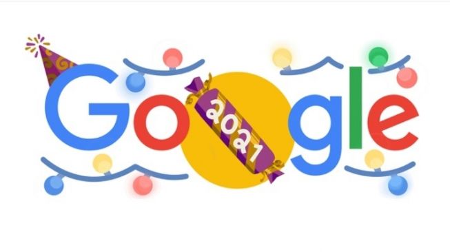 Google Doodle Tahun Baru. [Screenshot]