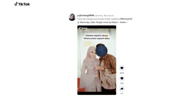 Pasangan gagal menikah gegara calon suami menghamili perempuan lain. [TikTok]