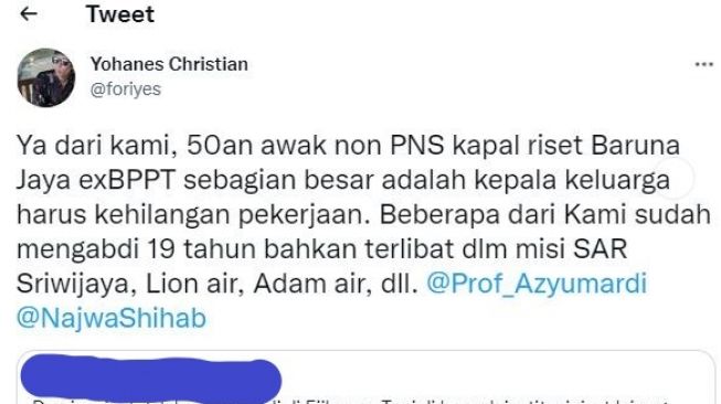 Dampak Peleburan BPPT ke BRIN, Puluhan Awak Kapal Riset Baruna Jaya Di-PHK Tanpa Pesangon