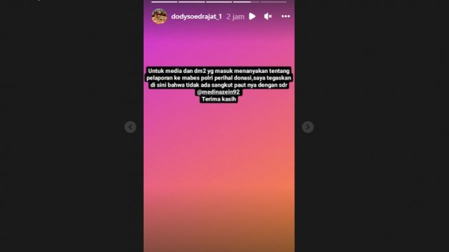 Tangkapan layar. [Imstagram/@dodysoedrajat_1]