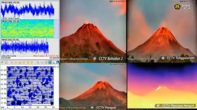 Penampakan Gunung Merapi Jadi Jingga Terang Saat Senja, Didukung Langit Cerah